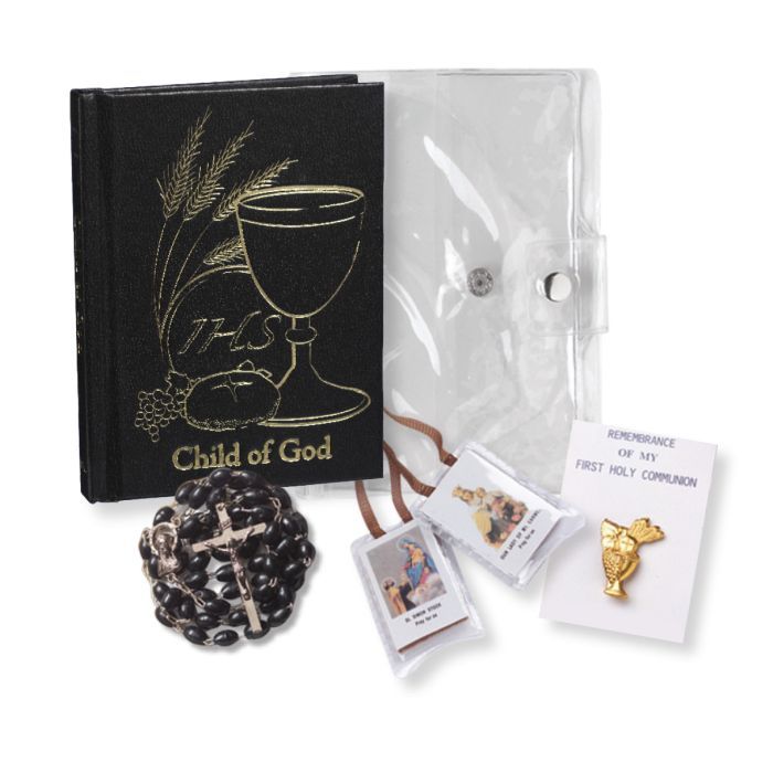 First Communion 5 Piece Gift Set Child Of God Black Missal Set -5681 First Communion 5 Piece Gift S…