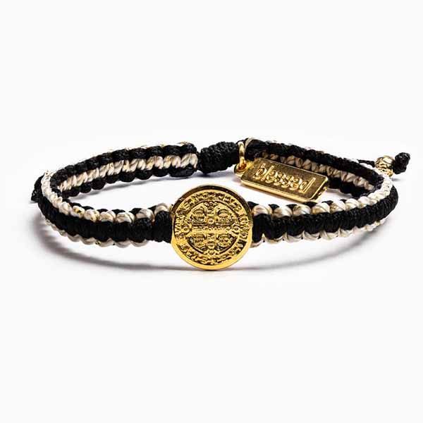 My Saint My Hero Gratitude Blessing Bracelet Black Gold 14033GD has a space on the gifting card to …
