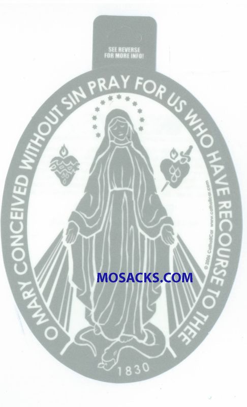 Miraculous Medal Oval Decal Christian Window Decal, Catholic Window Decal