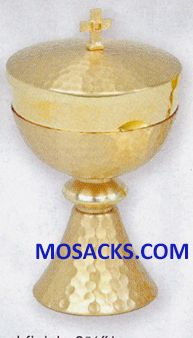 Ciborium - Gold Plated Ciborium is 7" High and 3-7/8" diameter Cup with 150 host capacity 14-K199  …