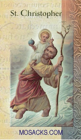 St. Christopher Laminated Bi-fold Holy Card, F5-622 St. Christopher, Laminated Bi-fold Holy Card, F5-622