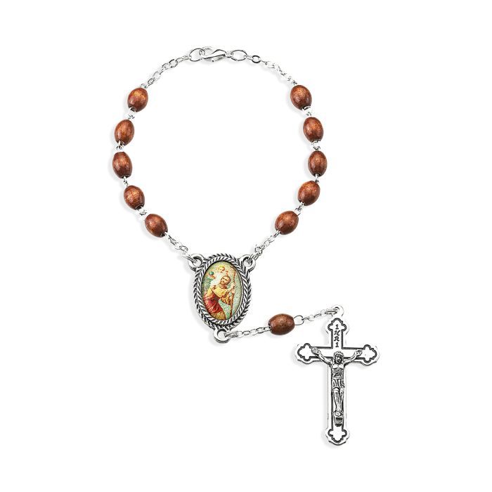 Auto Rosary St Christopher Brown Wood Bead 12-A41BN-620 This St. Christopher Auto Rosary will be co…