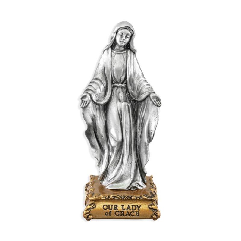 Pewter Statue Our Lady of Grace, 4.5 Pewter Statue 4.5 Inch O. L. of Grace 12-1799-200