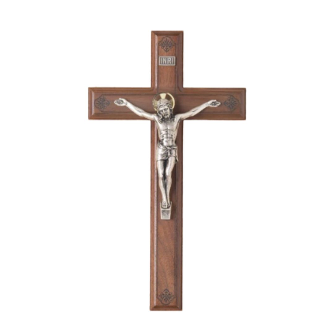 Walnut 11" Crucifix with Salerni corpora 1751F 11" Walnut Crucifix 1751F.