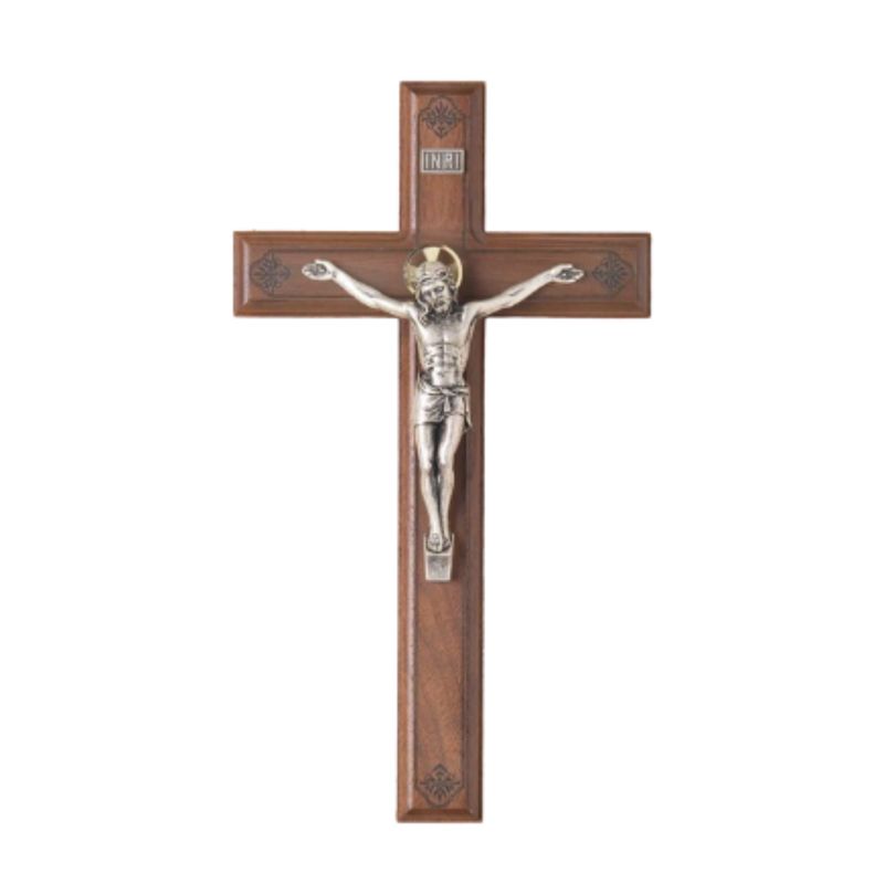 Walnut 11" Crucifix with Salerni corpora 1751F 11" Walnut Crucifix 1751F.