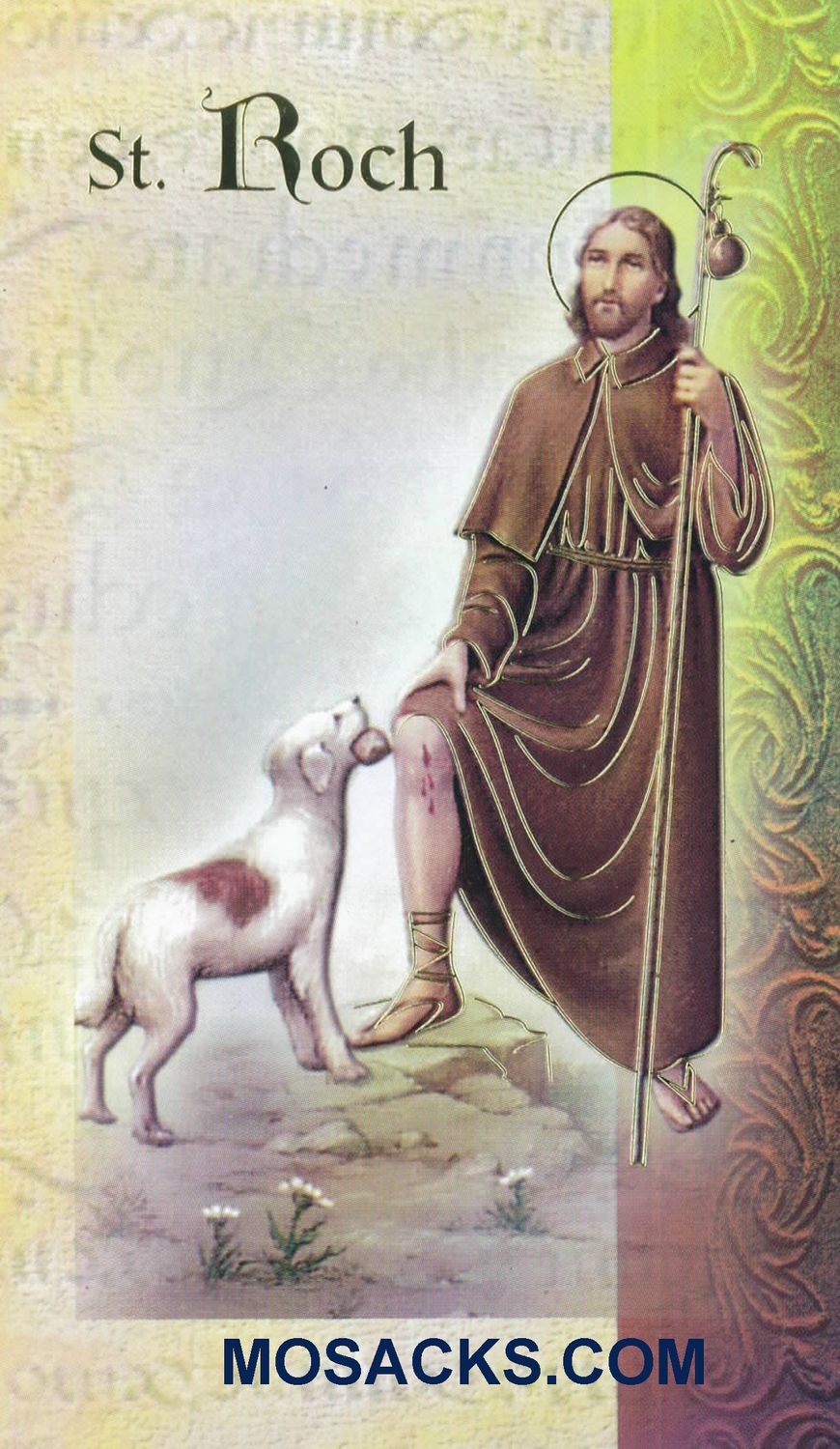 St. Roch Laminated Bi-fold Holy Card, F5-536