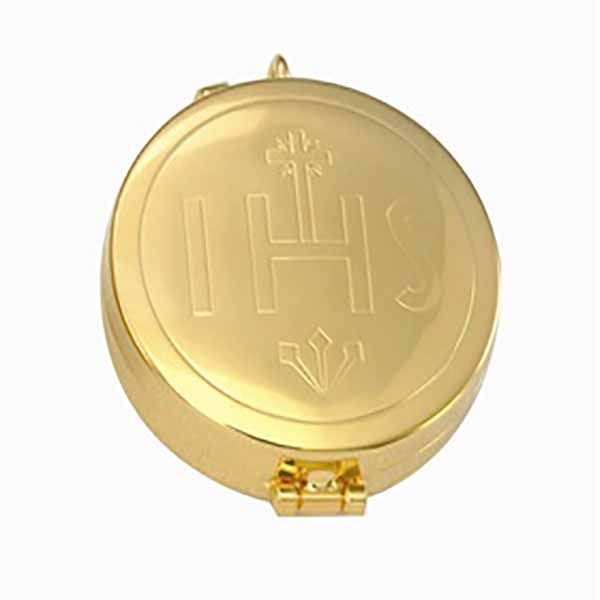 Pyx Gold Plate with IHS 7 Host 2-1/8 x 5/8- 2022G Alviti Alviti CreationsChurch Supplies Pyx Gold Plate HIS, 7 Host, 2 1/8x5/8"-2022G Alviti Church Goods
