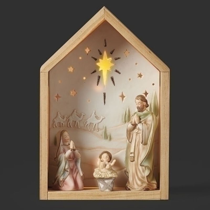 Lighted Stable with Holy Family 9.5" - 13763702100