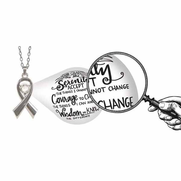 Serenity Prayer Ribbon View Finder Pendant #13861 Silver Serenity Prayer Ribbon Necklace