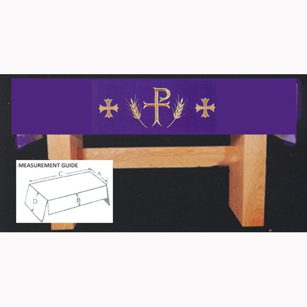 Washable Fitted Altar Cloth with Chi Rho Wheat and Cross Fleury design -SL9407