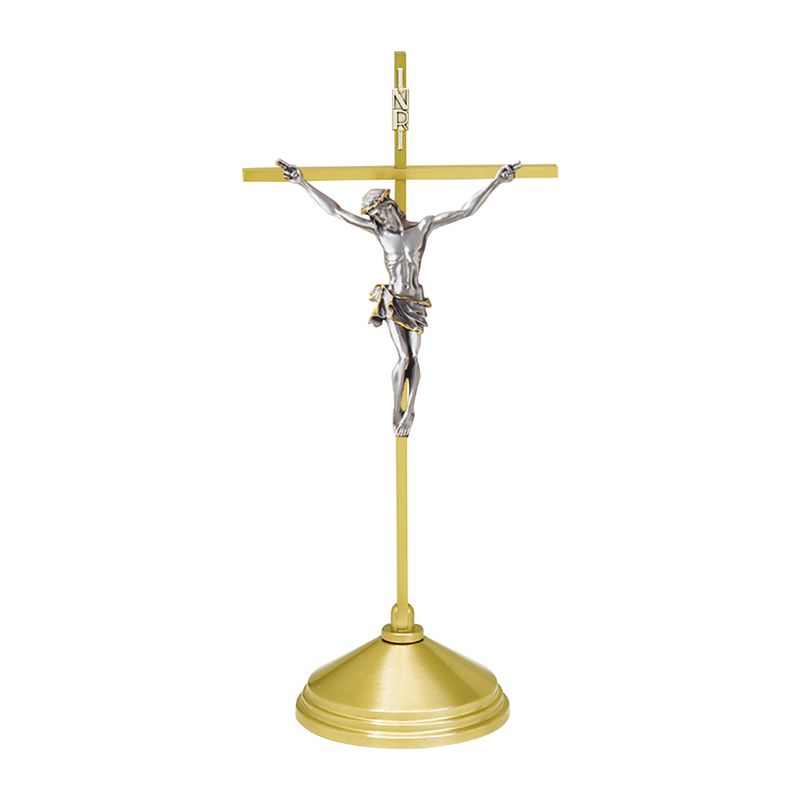 K Brand Brass Altar Crucifix is 15" high with a 5" base  14-K525-AC  FREE SHIPPING