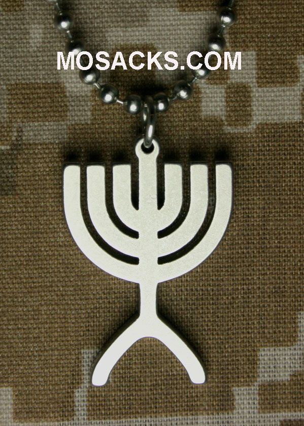 GI Jewelry Menorah Pendant with 24" Beaded Chain #10117S