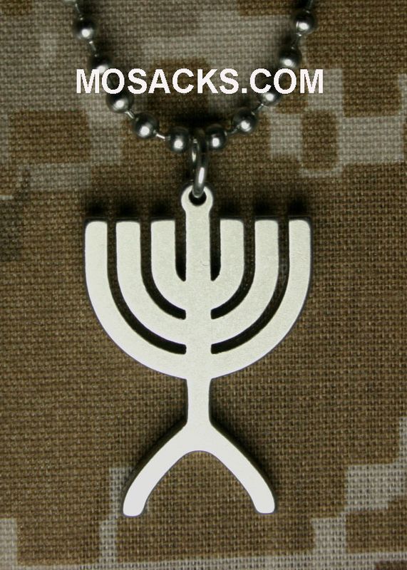 GI Jewelry Menorah Pendant with 24" Beaded Chain #10117S