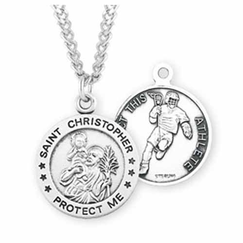 St. Sebastian Sports Medal Lacrosse in Sterling Silver, S905024