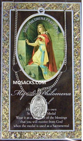 St. Philomena Pewter necklace St. Philomena Pewter Medal 1-1/16" h 950-520