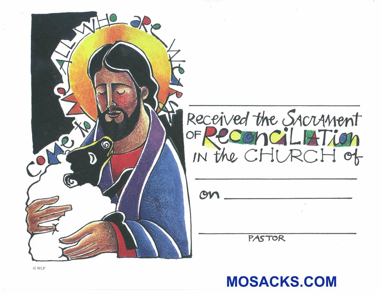 First Reconciliation Certificate 8.5" x 11" full color - WLP000997