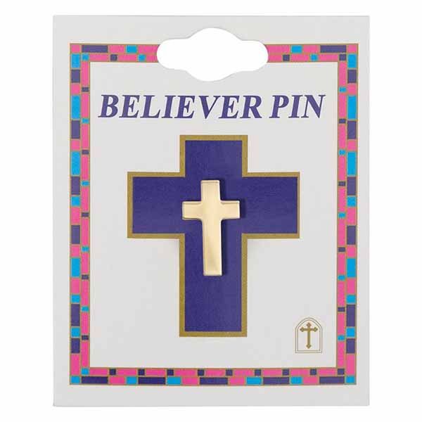 Cross Pin Gold-Plated Lapel Cross Believer Pin #SJ1352 Cross Gold-Plated Lapel Believer Pin #SJ1352