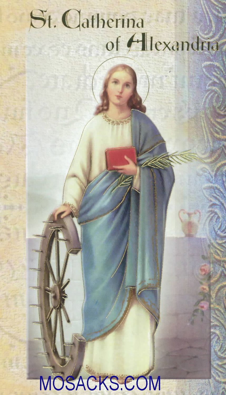 St. Catherina of Alexandria, Laminated Bi-fold Holy Card, F5-15