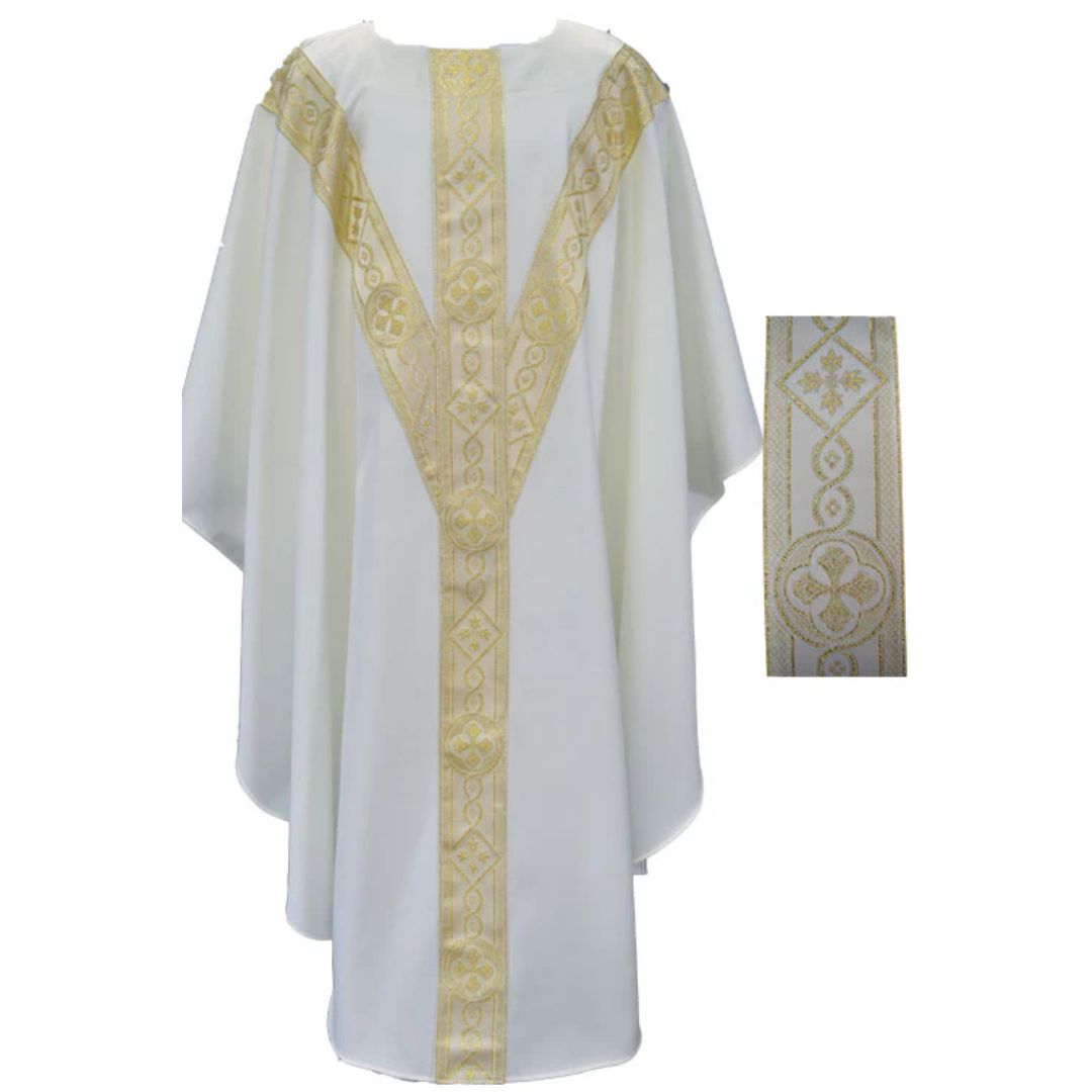 Beau Veste Off White Chasuble With Italian Banding-2144OW