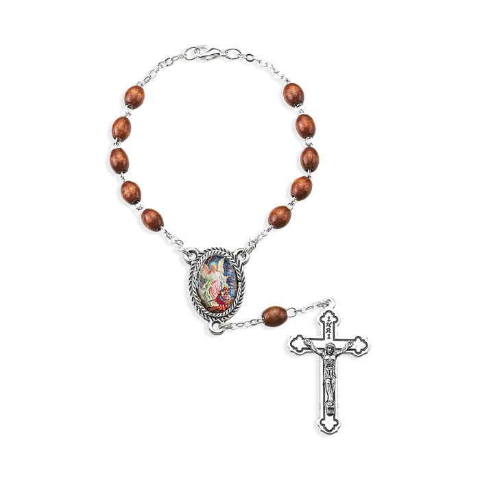 Auto Rosary Guardian Angel Brown Wood Bead 12-A41BN-350 This Guardian Angel Auto Rosary will be con…