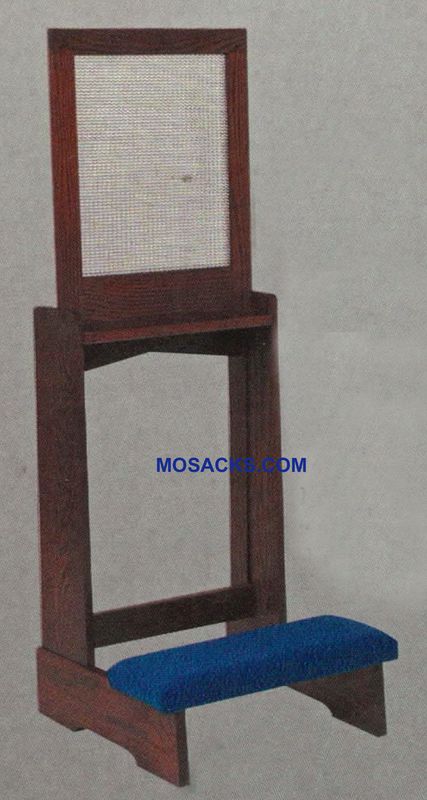 Confessional Prie Dieu w/padded kneeler & mesh screen 22"w x 21"d 52" h 40-44