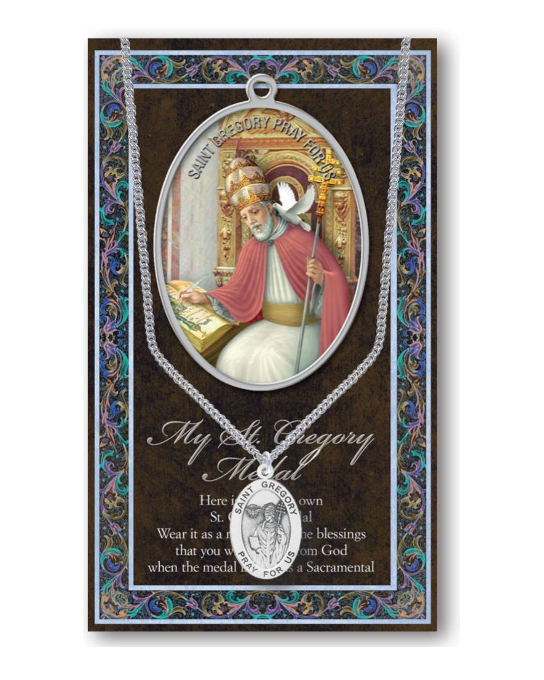 St. Gregory the Great necklace St. Gregory the Great Pewter Medal 1-1/16" h 950-443