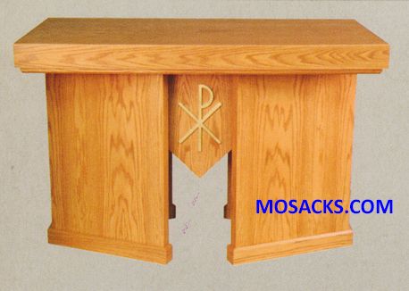 Altar - Wood Altar with Chi Rho Design 40-735 measures 60" wide x 32" deep x 40" high  FREE SHIPPING