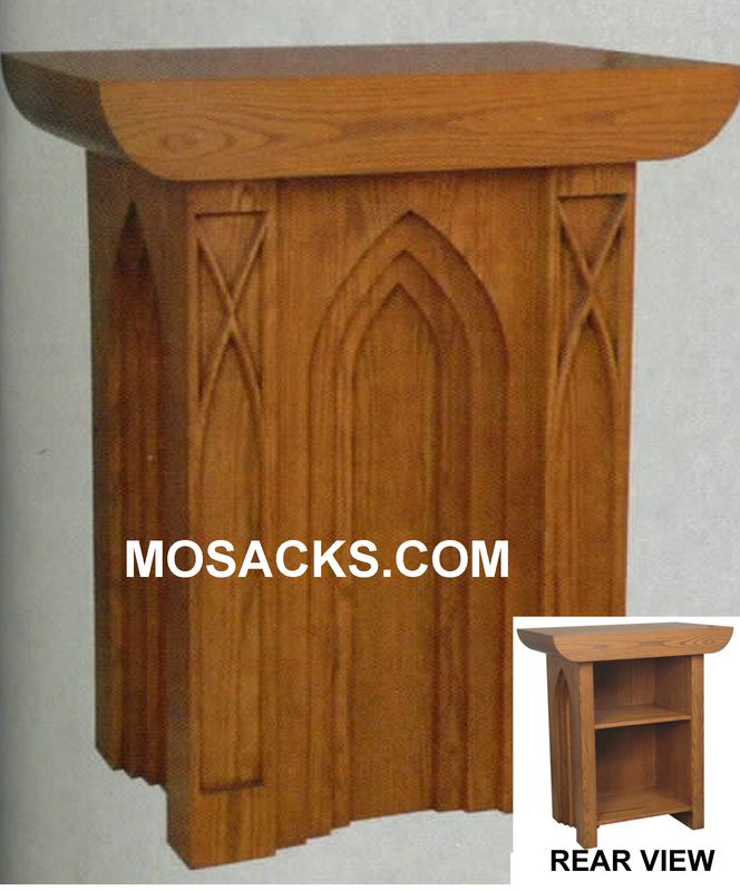 Altar - Wood Altar with Gothic Arches 60" wide x 62" deep x 40" high 40-637 Available in Various Wo…