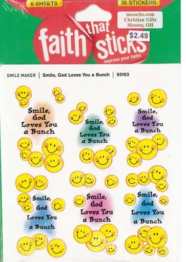 Faith That Sticks Smile God Loves You a Bunch-93193 includes 6 sticker sheets