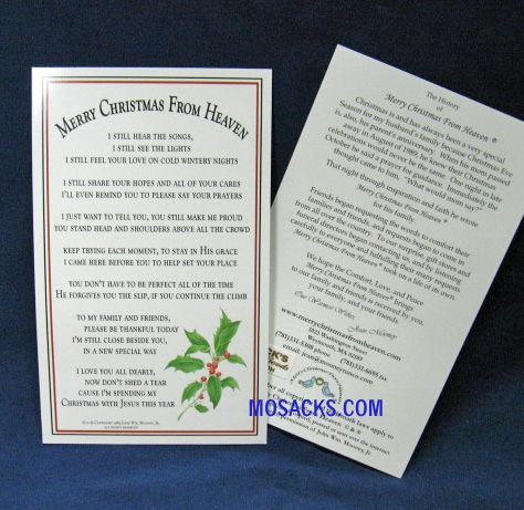 Merry Christmas From Heaven Bookmark -pc