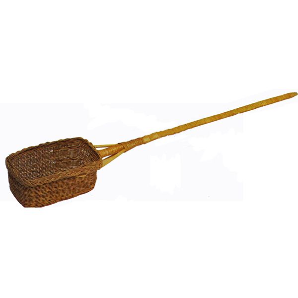 Collection Basket Offertory Basket With Long Handle Rectangle - 458LH is hand-made of round reed