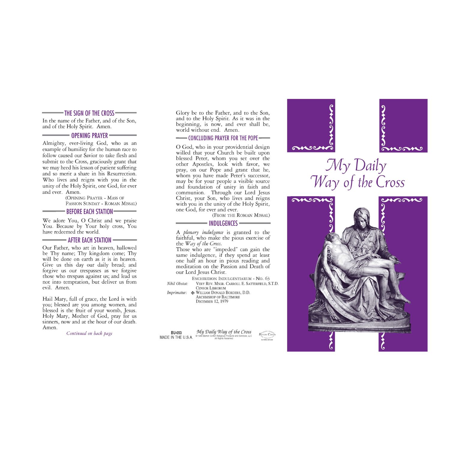 My Daily Way Of The Cross Folder Pamphlet of Barton Cotton103-BU053