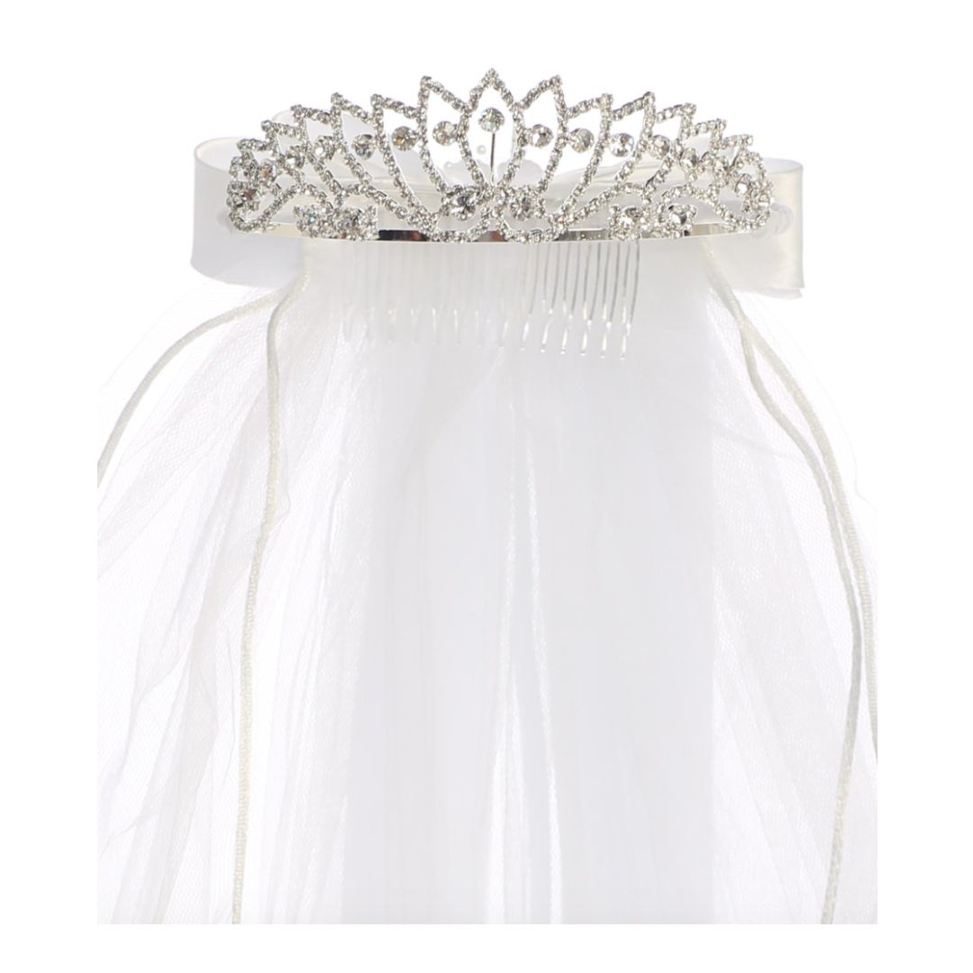 Communion 24" Veil + Rhinestone Tiara (Style T-412)