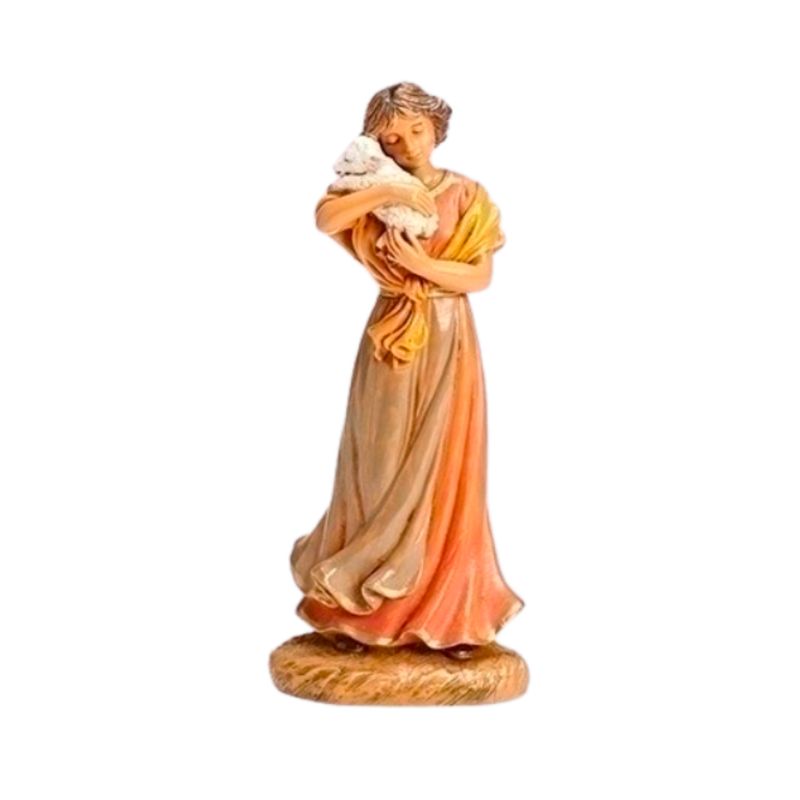 Fontanini 5" Heirloom Nativity Maia Lady With Lamb 54073 Fontanini 5" Villager Maia Lady With Lamb …