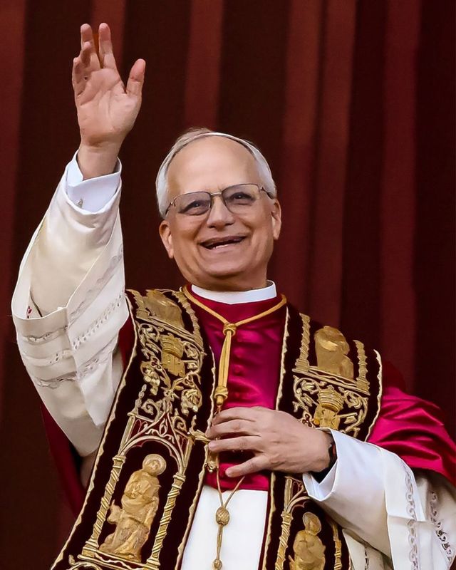Pope Leo XIV Waving in Celebration Print