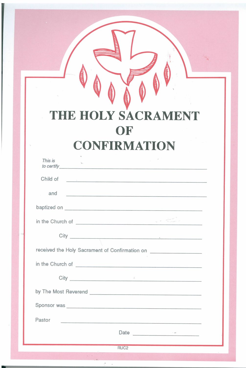 Confirmation Certificate 50 per pad-8-RUC2 Holy Sacrament Of Confirmation Certificate 50 per pad-8-RUC2