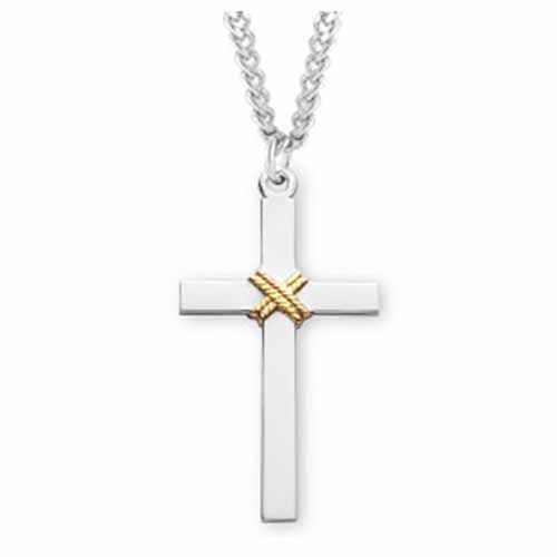 Sterling Silver Two-Tone Cross, 1-1/2", S3715TT24
