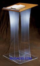 W Brand Acrylic Lectern w/wood top 24" w x 20" d x 48" h 40-3304W