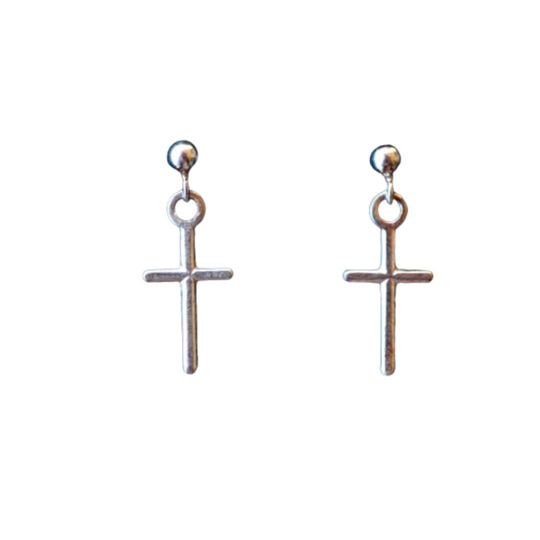Cross Earrings (Sterling Silver) Cross Sterling Silver Earrings 3/4" SSE7