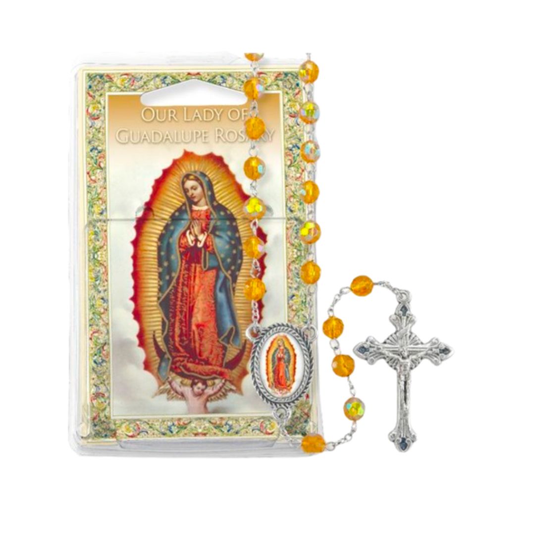 Rosary Our Lady of Guadalupe Rosary Amber Beads 12-132-216 O L Guadalupe Gold Bead Rosary