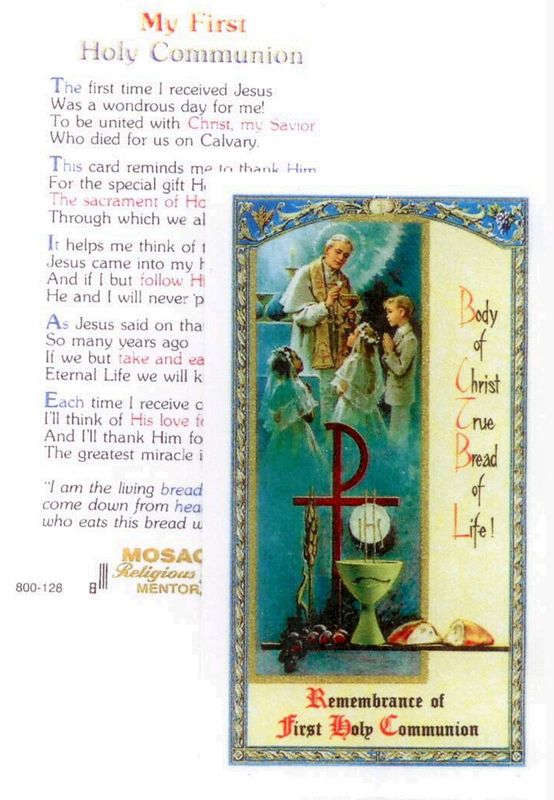 First Holy Communion holy card