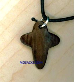 7/8" Wood Cross Pendant Rounded Wood Cross on black cord Necklace 353-5103285436