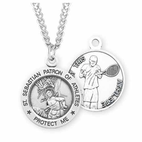 St. Sebastian Sports Medal Tennis in Sterling Silver, S904724