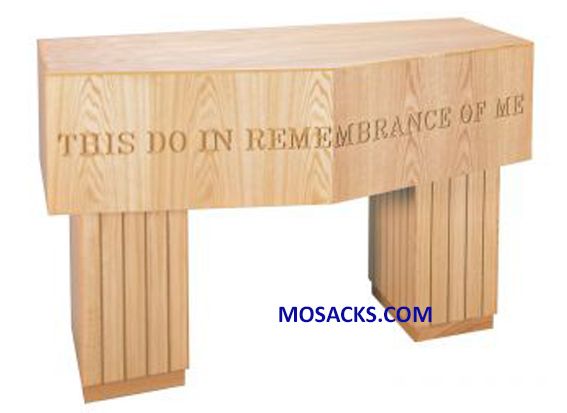 Communion Table - Wood Communion Table with Lettering This Do In Remembrance Of Me measures 60" wid…