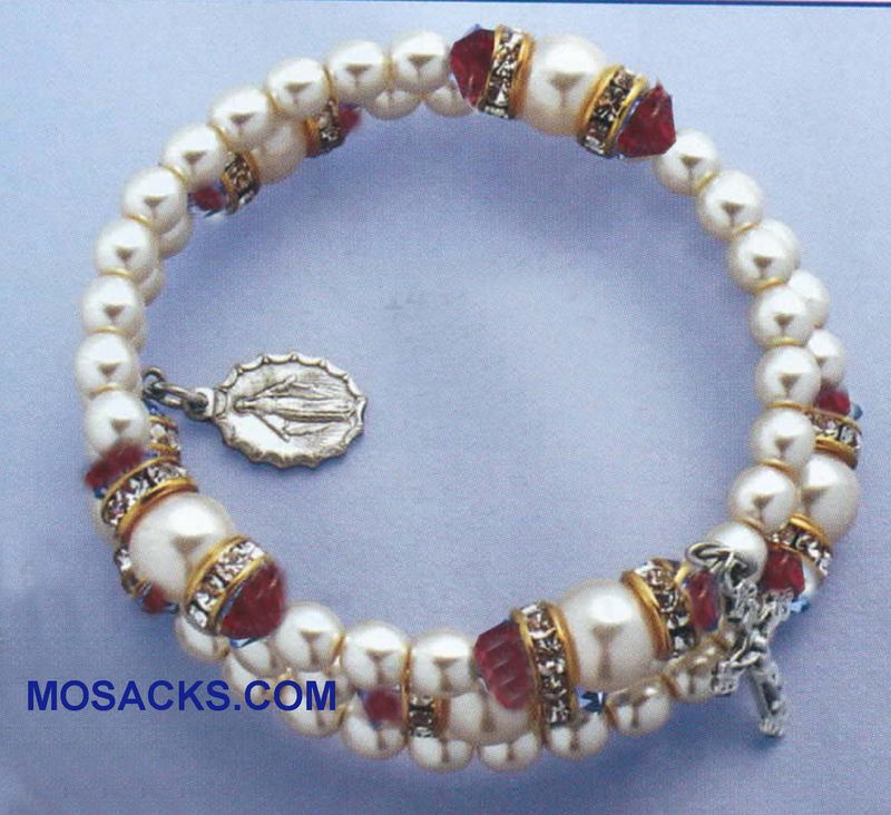 July Birthstone Rosary Bracelet Rosary Spiral Bracelet Ruby -14298RU Ruby July Birthstone Rosary Wr…