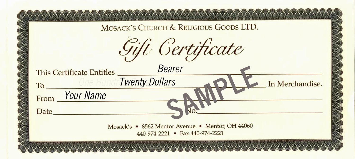 MOSACK'S $20 Gift Certificate MOSACK'S $20 In-Store Gift Certificate