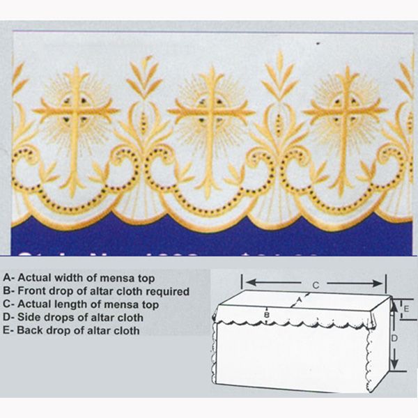 Embroidered Cross Polyester Altar Cloth Gold Silk Embroidery-1608