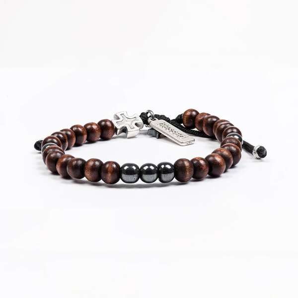 My Saint My Hero Family Virtues Bracelet Hematite Wood-28013HE