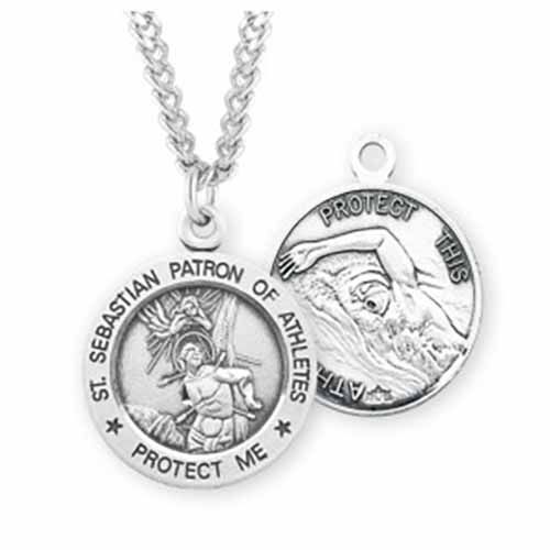 St. Sebastian Sports Medal Swimming in Sterling Silver, S904924