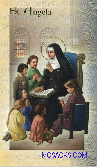 St. Angela Laminated Bi-Fold Holy Card, F5-399 St. Angela, Laminated Bi-Fold Holy Card, F5-399